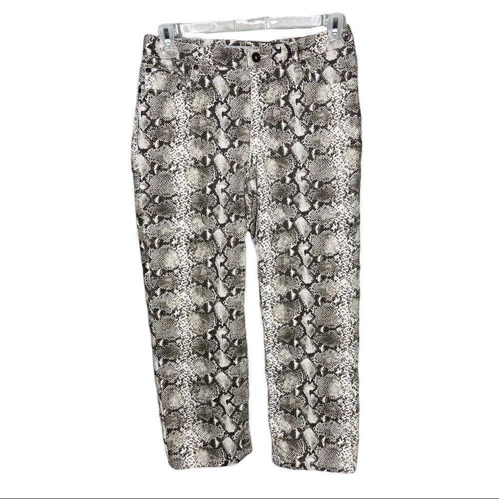 Chico’s Platinum Denim Snakeskin Crop Jeans
